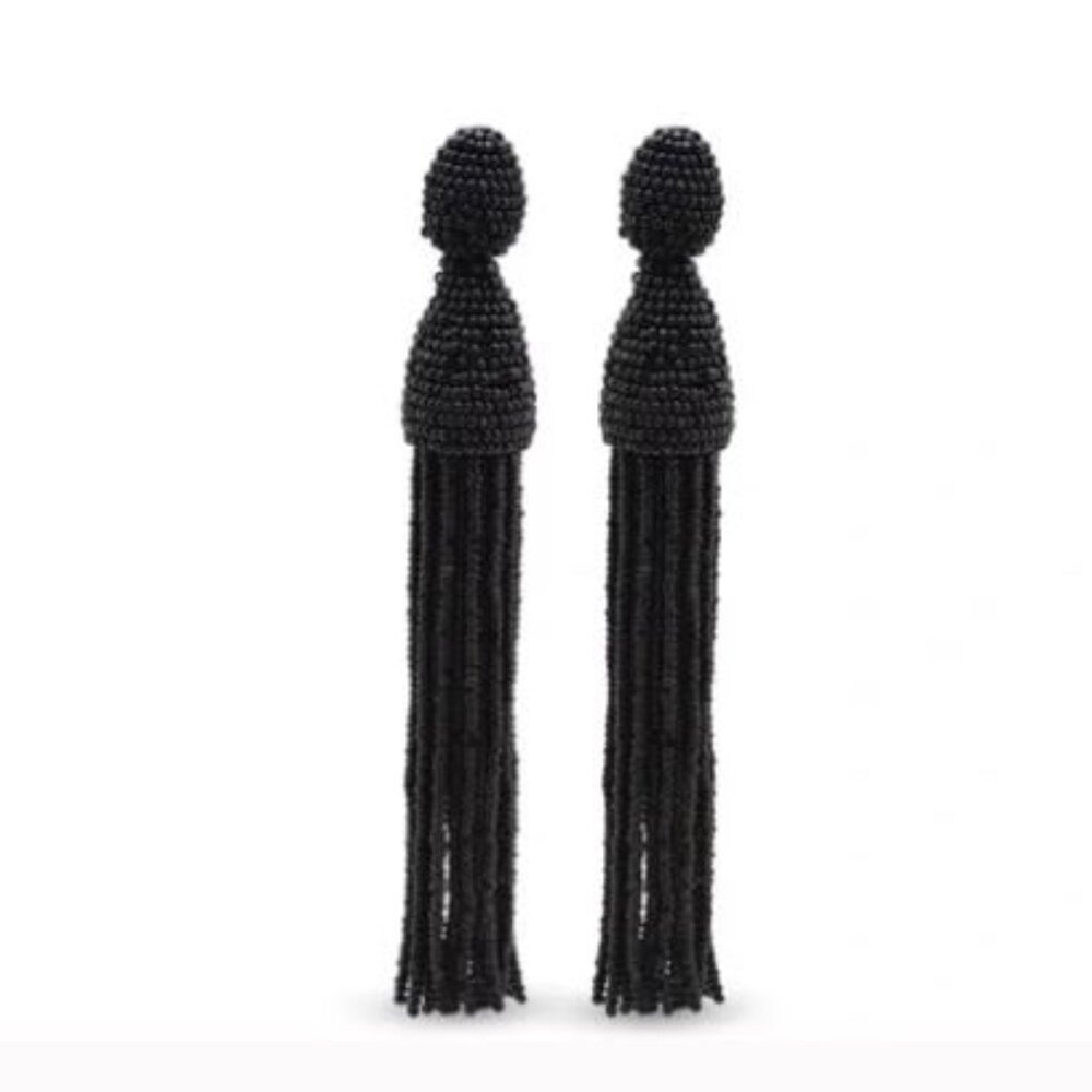 Oscar de la Renta Black Tassel Earrings